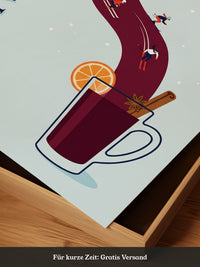 Glühwein Illustration Skifahrer
