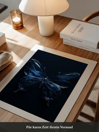 Glas Schmetterling blau