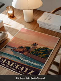 Biarritz Küste Sonnenuntergang Retro