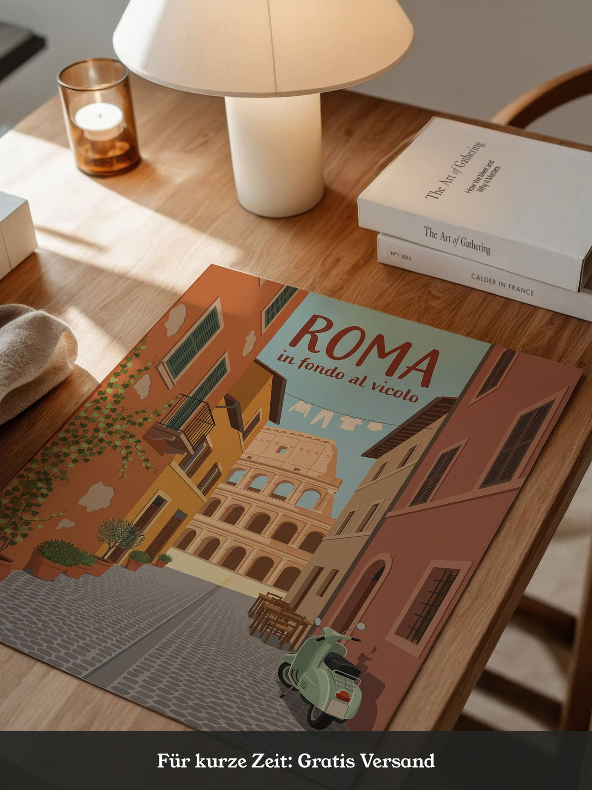 Roma Gasse Vespa Illustration