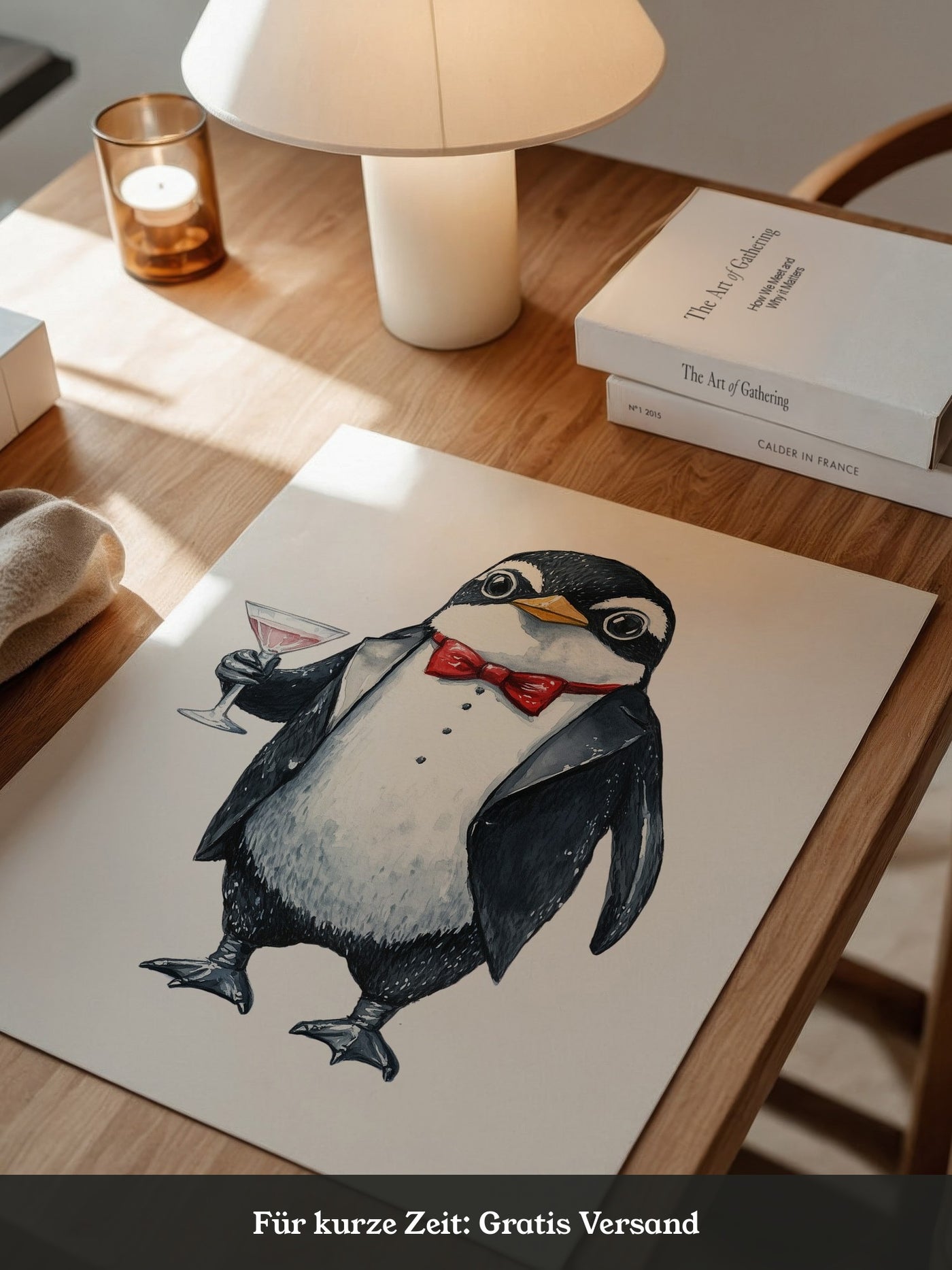 Pinguin Gentleman Aquarell