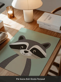 Waschbär Illustration Pastellmintgrün