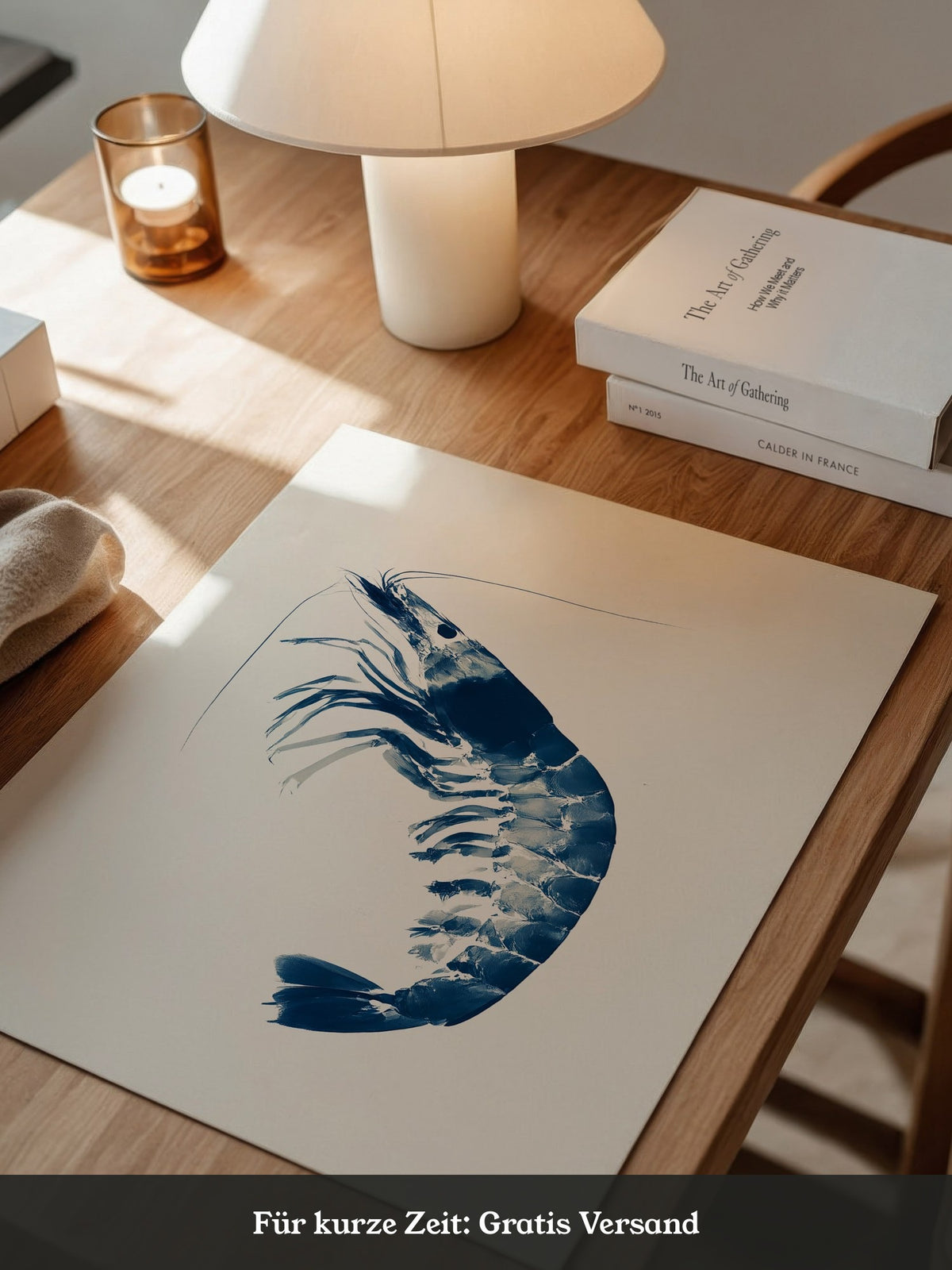 Blaue Garnele minimalistisch