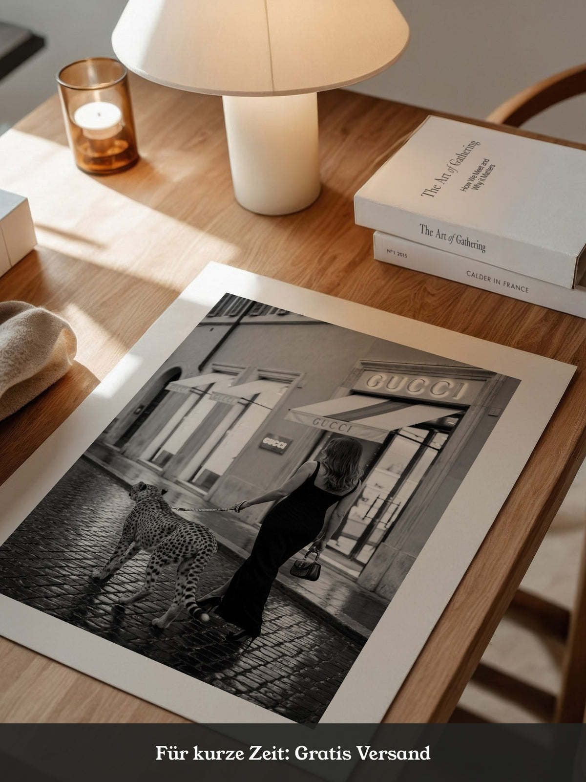 Elegante Frau mit Gepard Retro