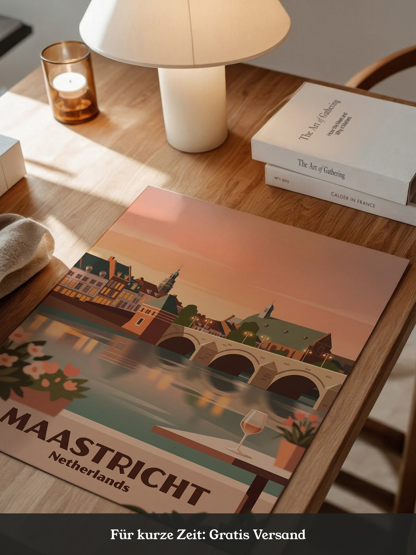 Maastricht Brücke in Abenddämmerung
