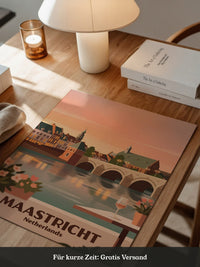 Maastricht Brücke in Abenddämmerung