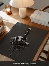 Schwarze Metalhand Skulptur