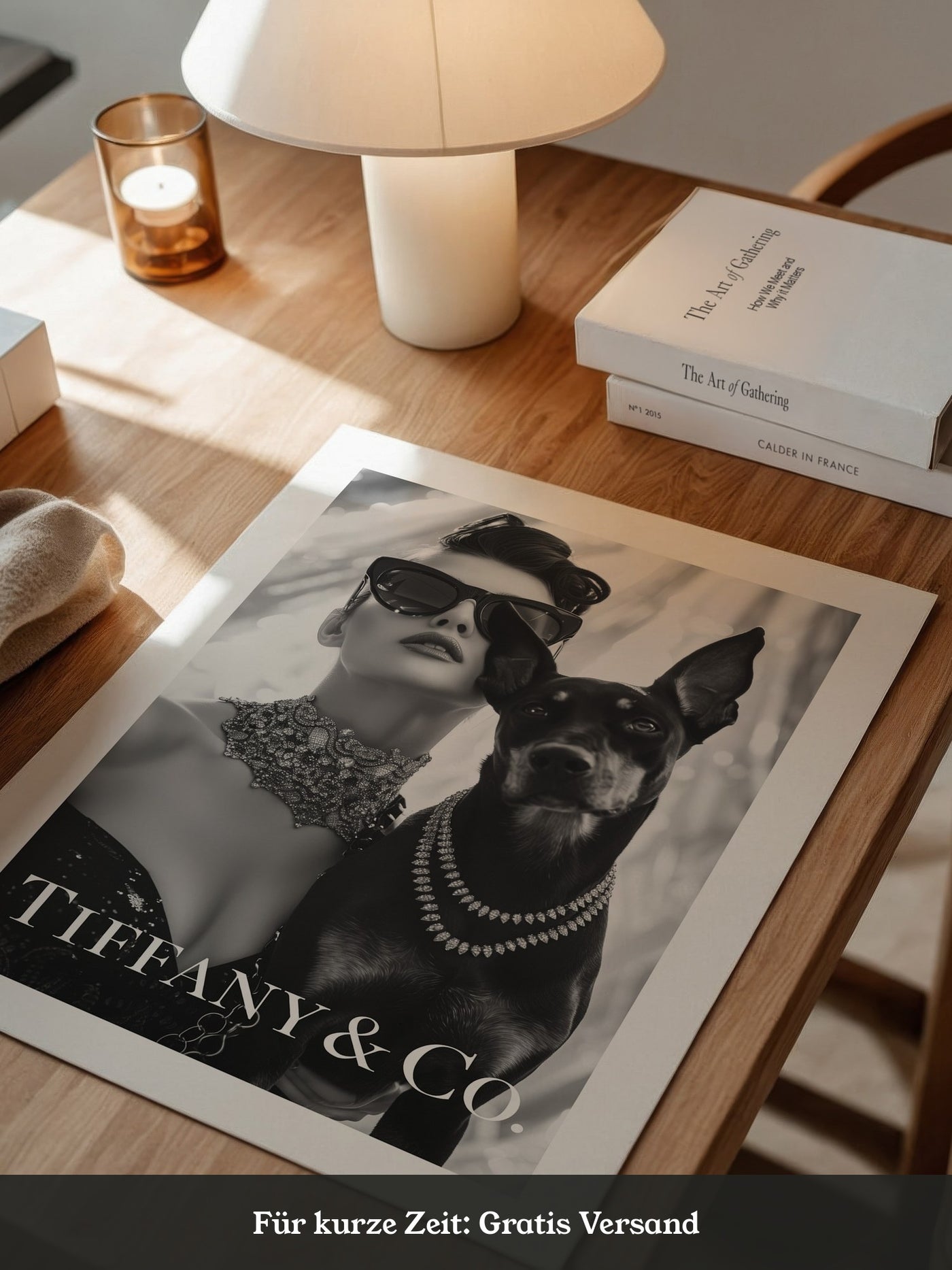 Frau Hund Schwarzweiß Glamour