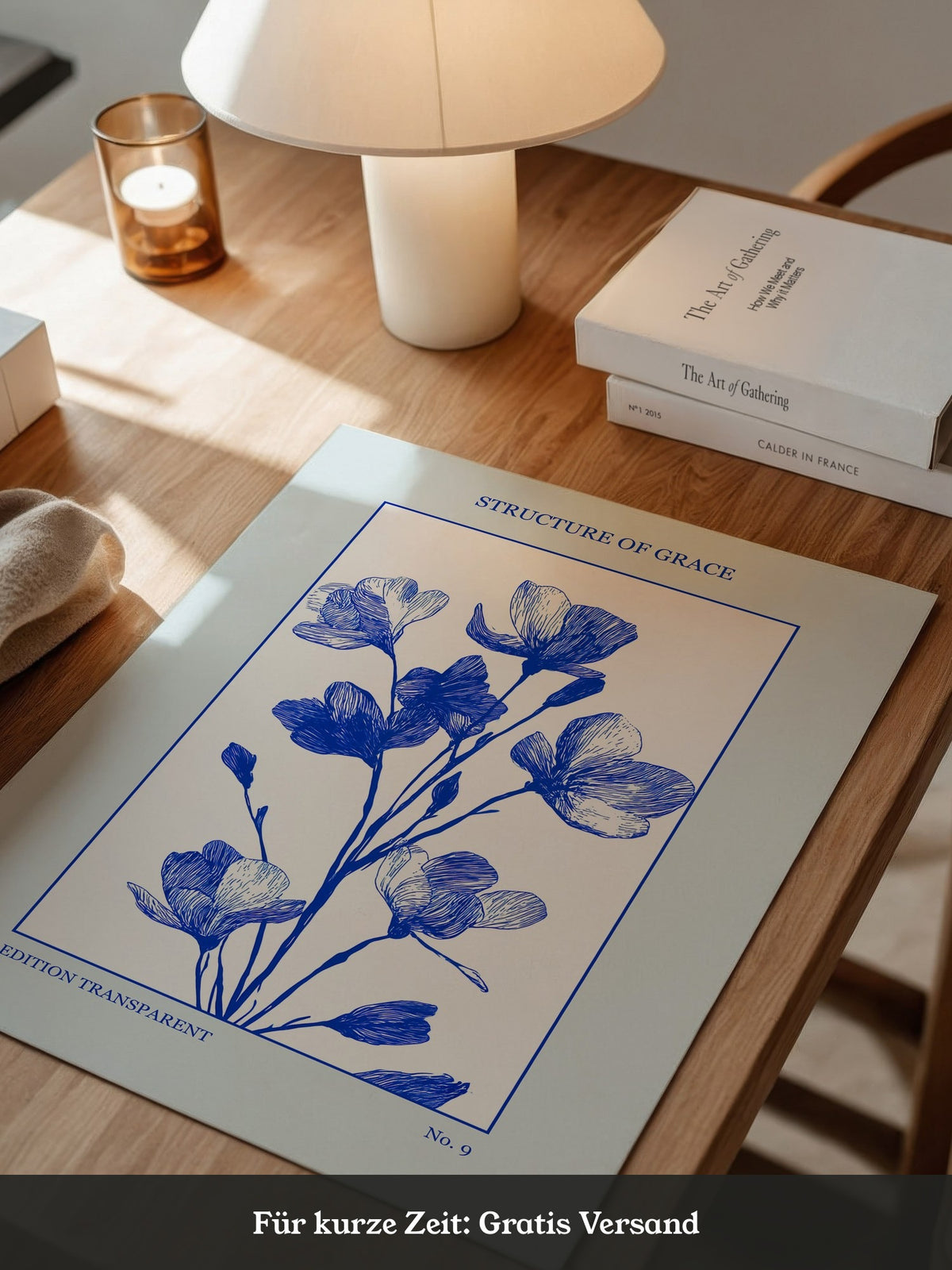Blaue Blumen grafisch minimalistisch
