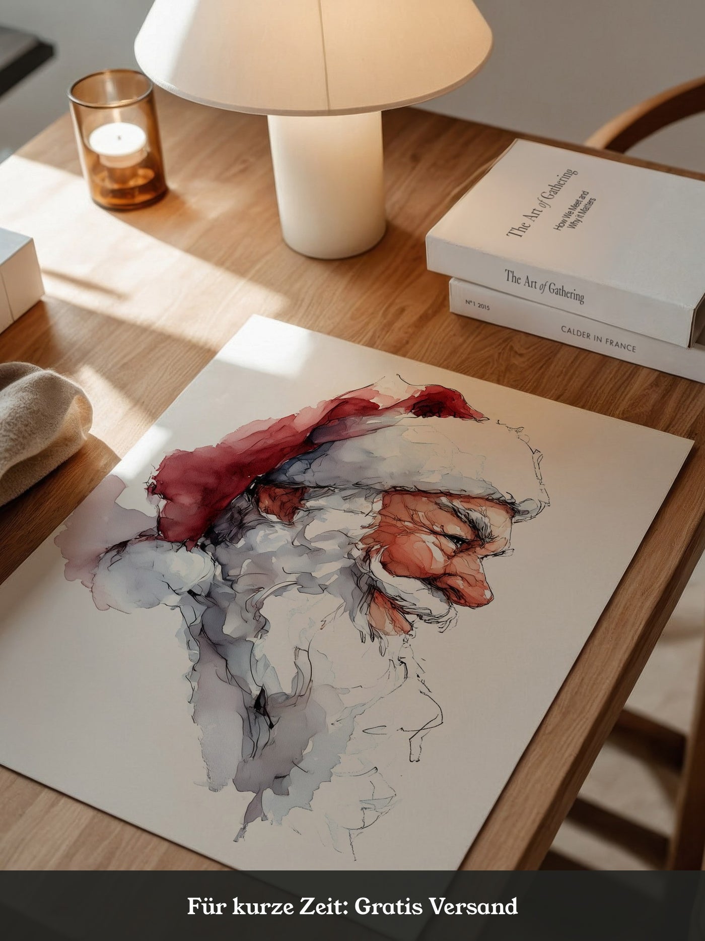 Weihnachtsmann Aquarell Profil