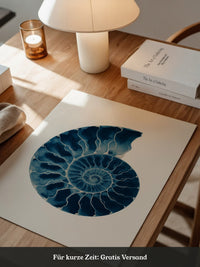 Ammonit Blau Aquarell