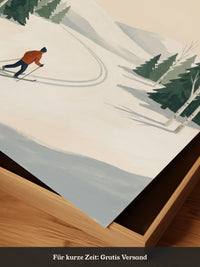 Skiläufer Winterwald Minimalistisch