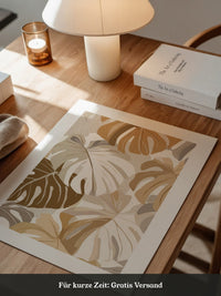 Monstera Blätter Pastell Braun