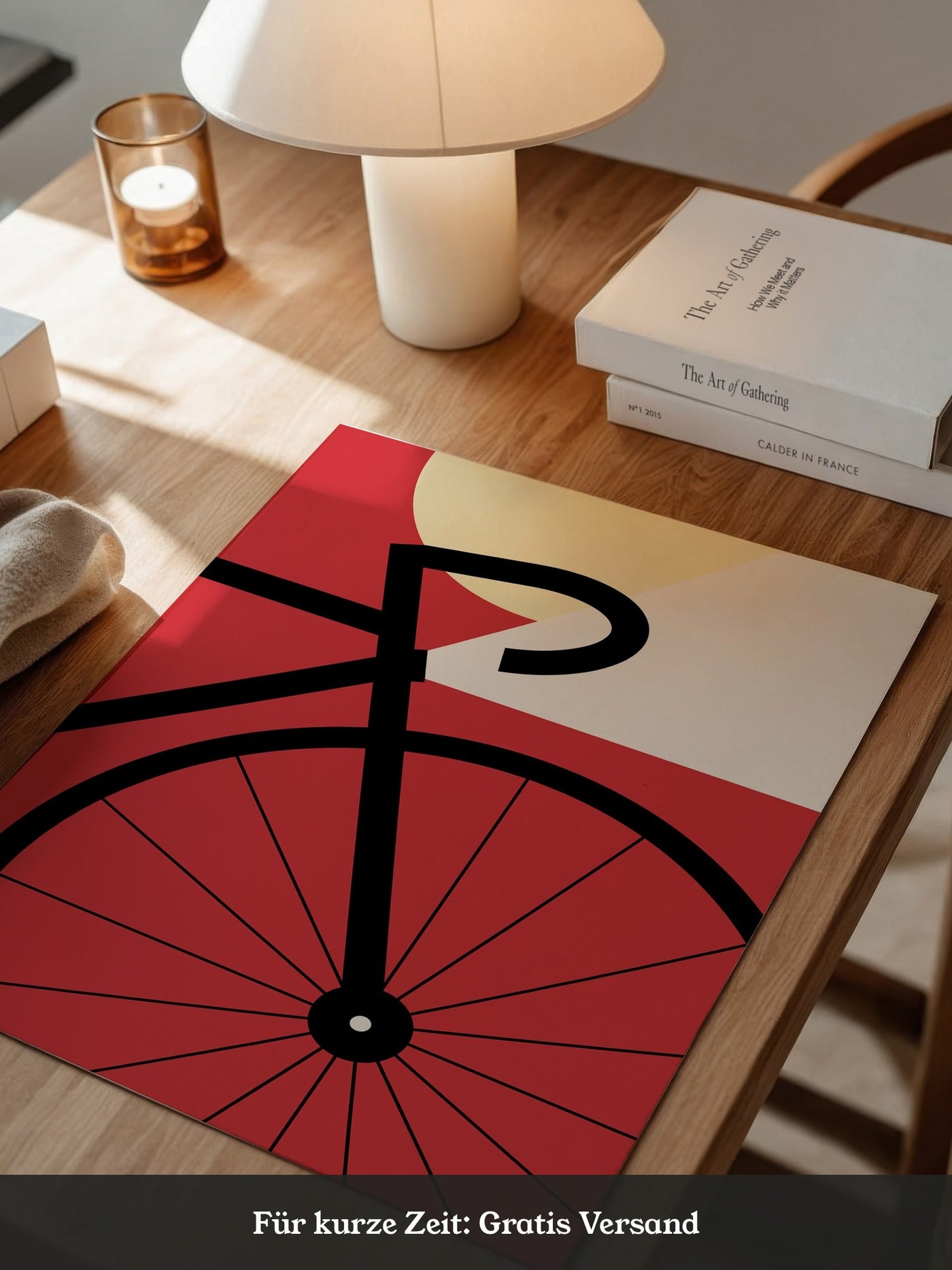 Fahrrad Grafik rot minimalistisch
