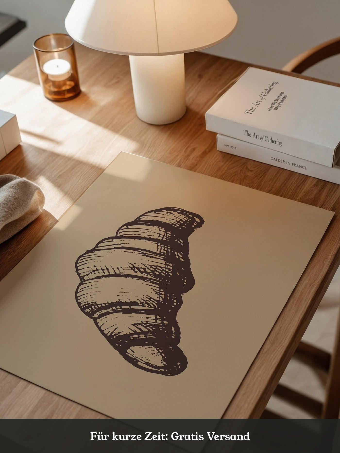 Croissant Vintage-Skizze Beige