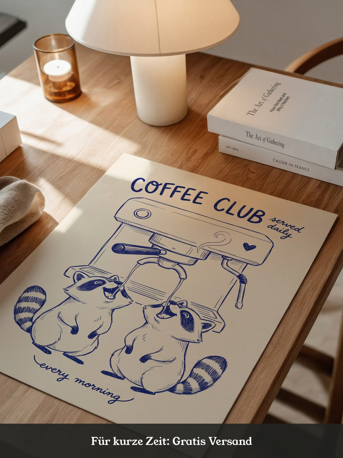 Waschbären Kaffeezeit Illustration