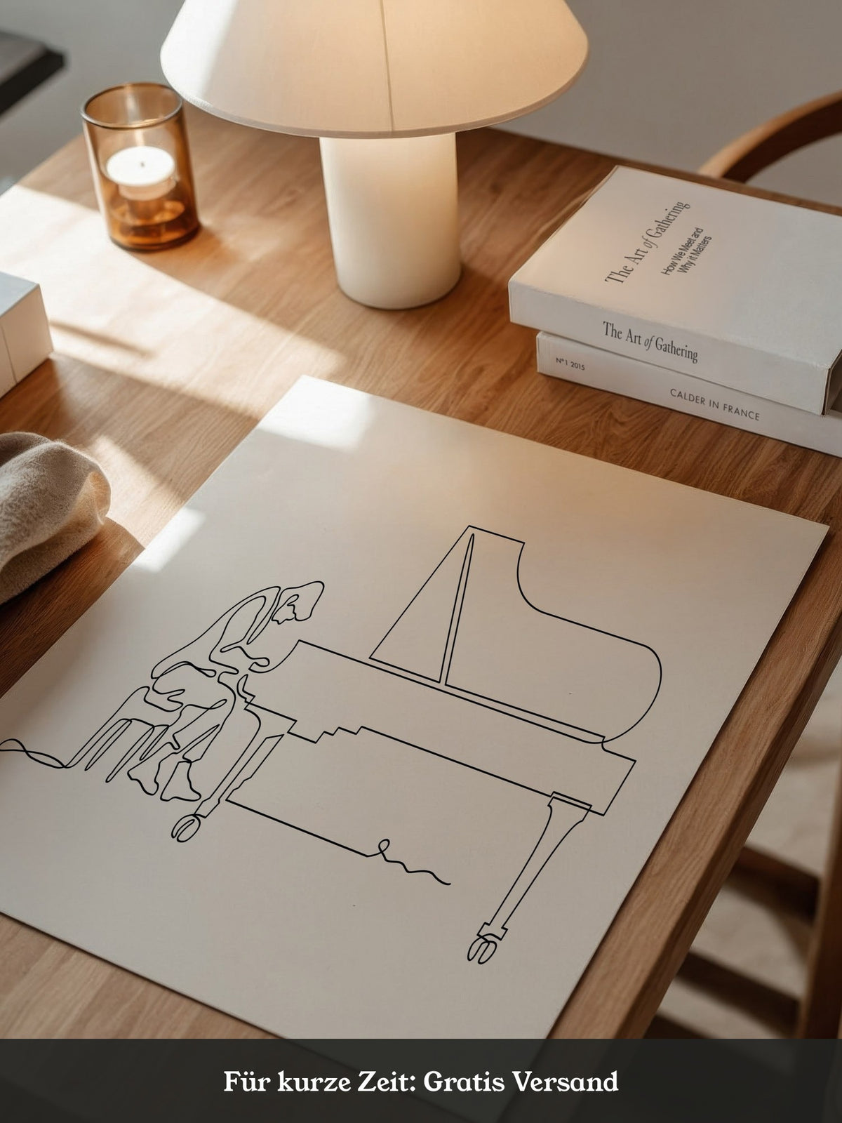Pianist Linienzeichnung minimalistisch