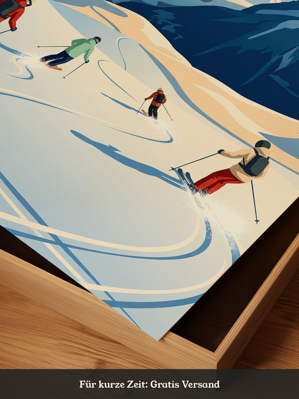 Skifahrer Alpen Retro
