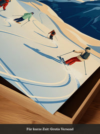 Skifahrer Alpen Retro