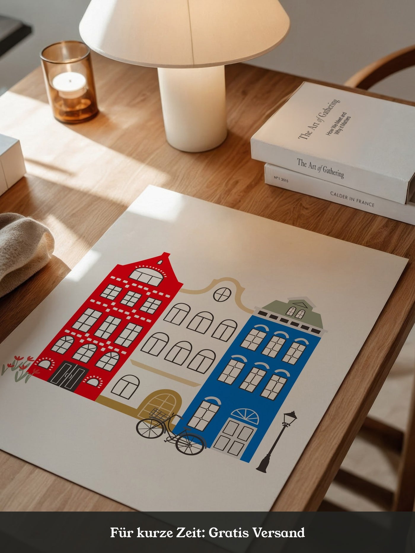 Bunte Grachtenhäuser Illustration