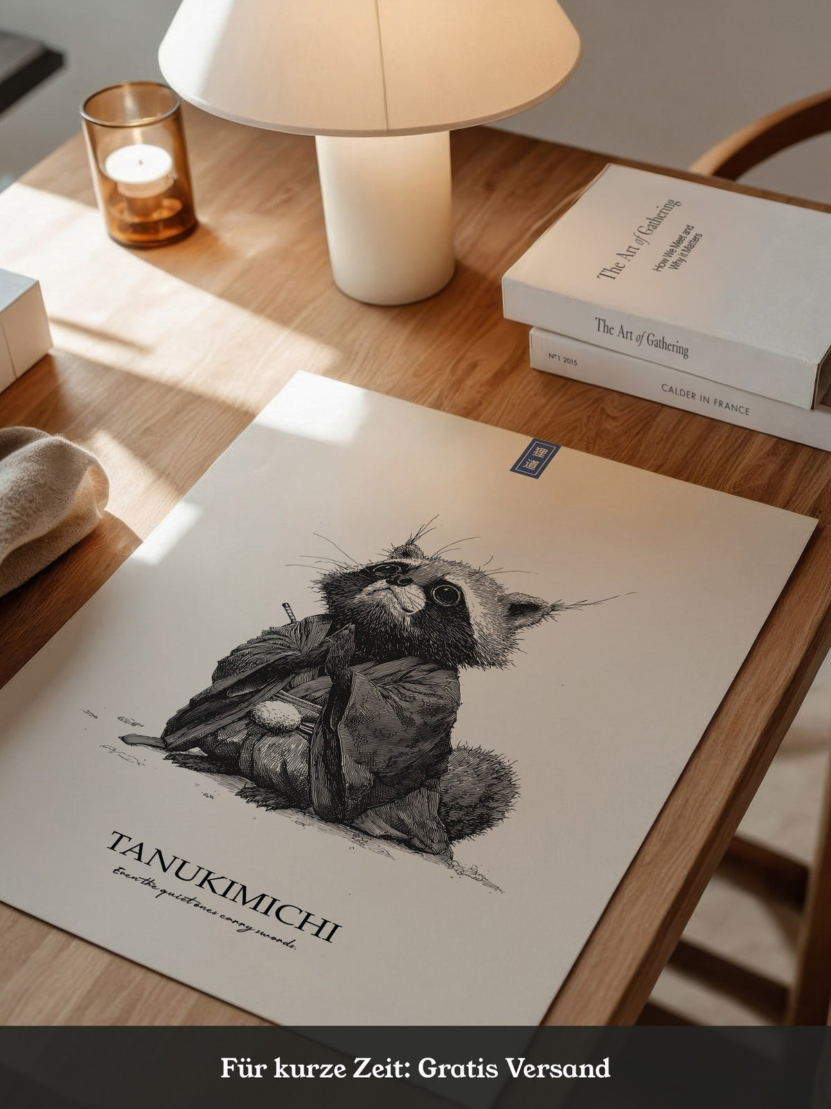 Tanuki Schwarzweiß Zeichnung