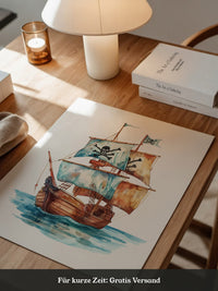 Piratenschiff Aquarell Segel