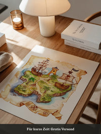 Pirateninsel Karte Aquarell