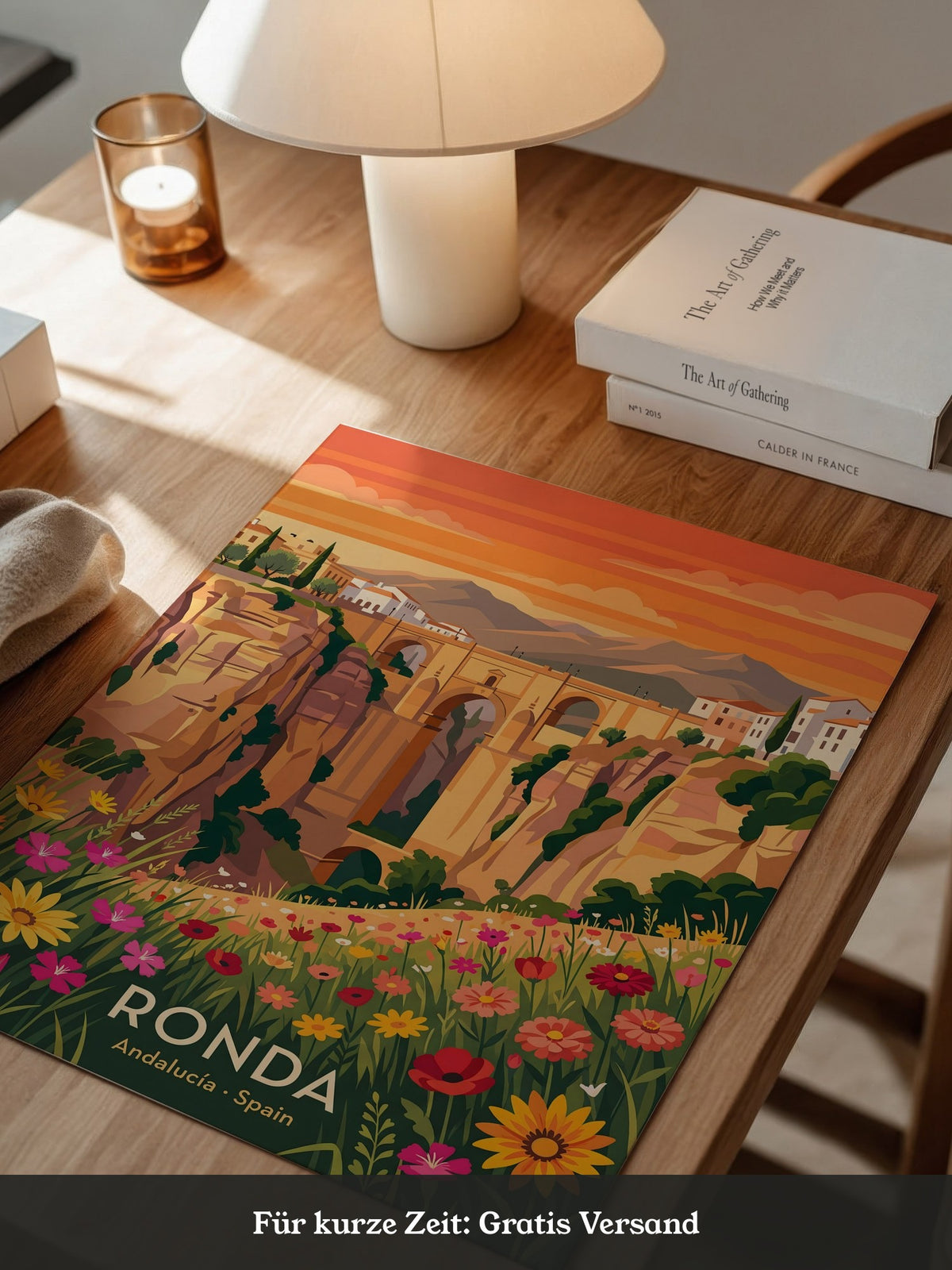 Ronda Brücke Blumen Panorama