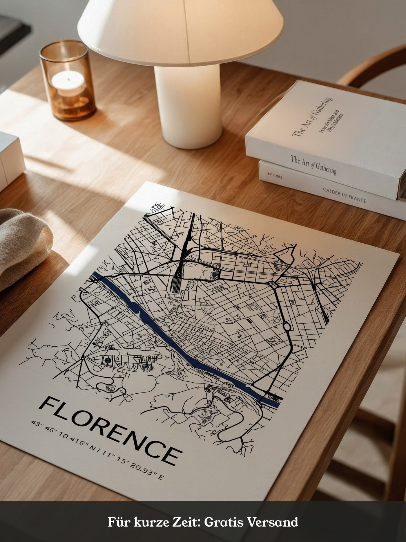 Florenz Stadtplan Schwarz Weiß