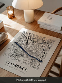 Florenz Stadtplan Schwarz Weiß