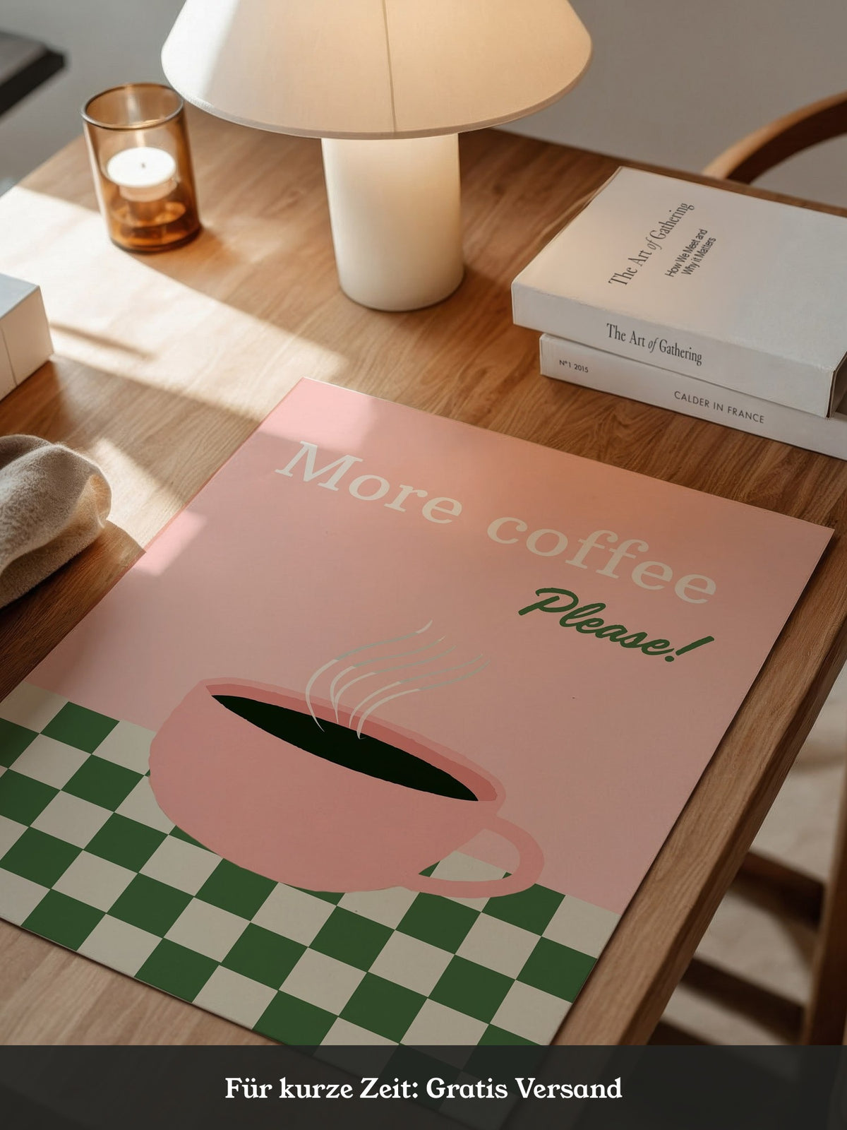 Kaffeetasse Rosa Schachbrett