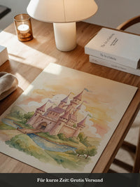 Märchenschloss Aquarell Sonnenuntergang