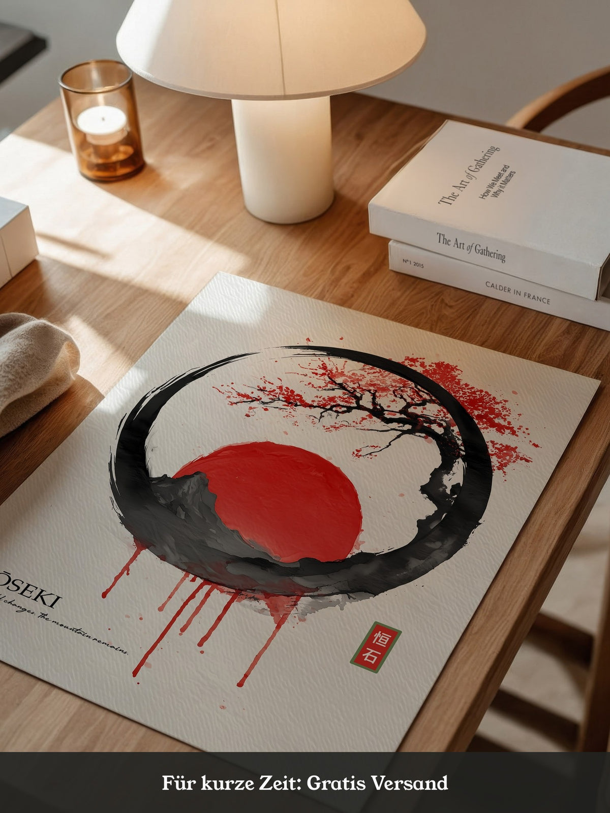 Japanische Sonne Rot Schwarz Kunst