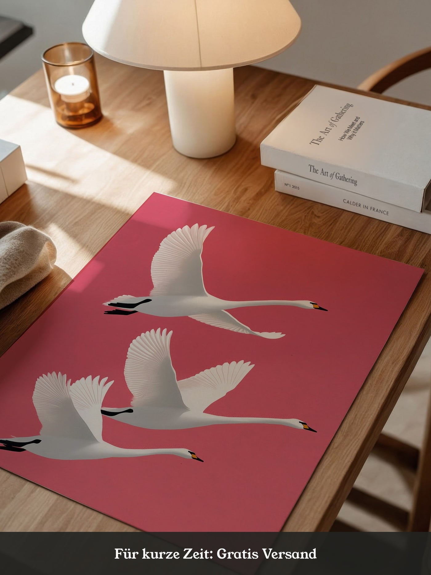 Schwäne Flug rosa Hintergrund