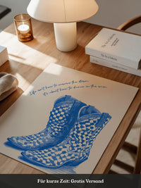 Cowboystiefel Schachbrett Blau