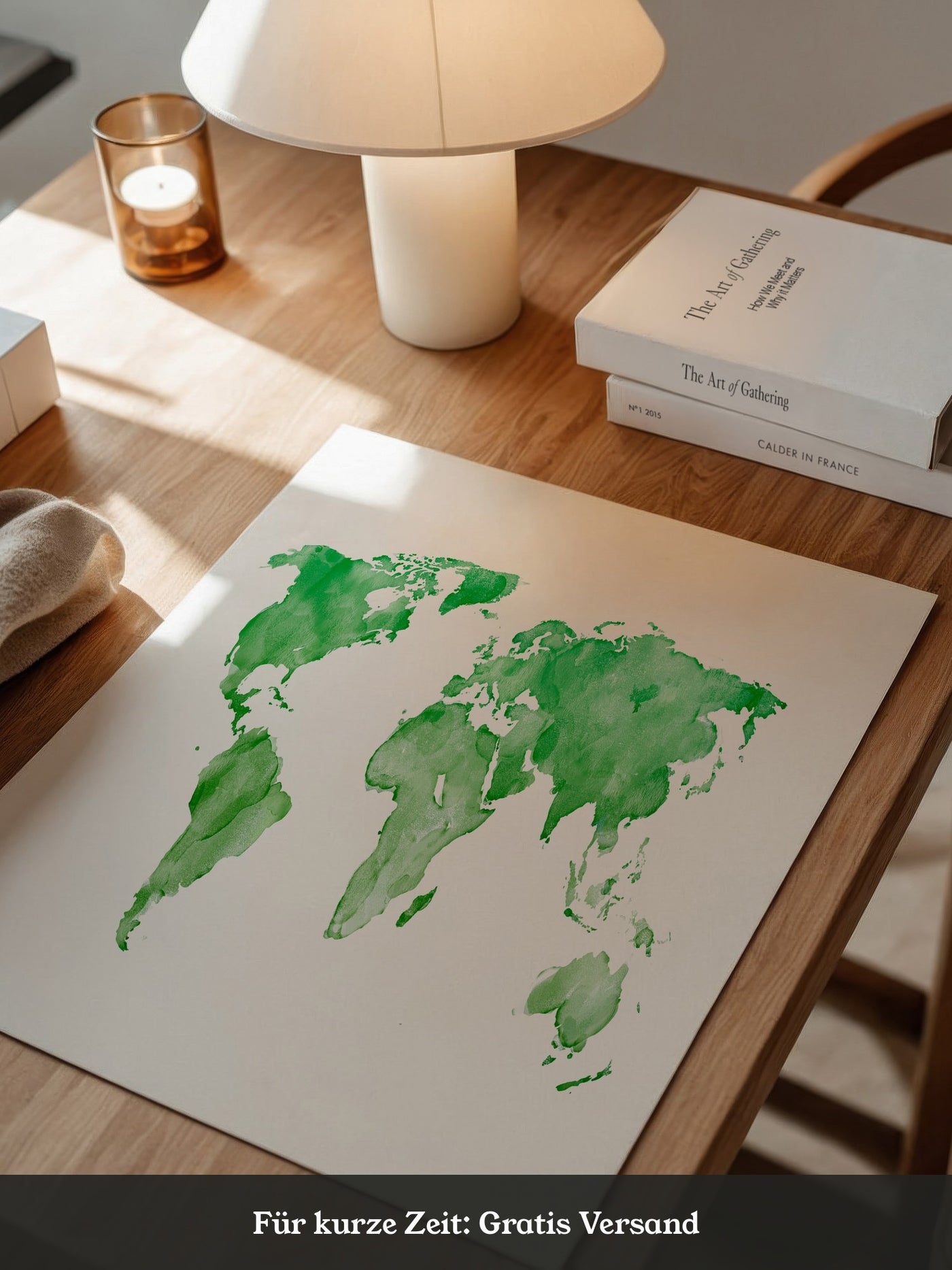 Weltkarte Aquarell grün
