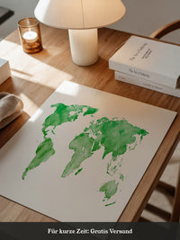 Weltkarte Aquarell grün