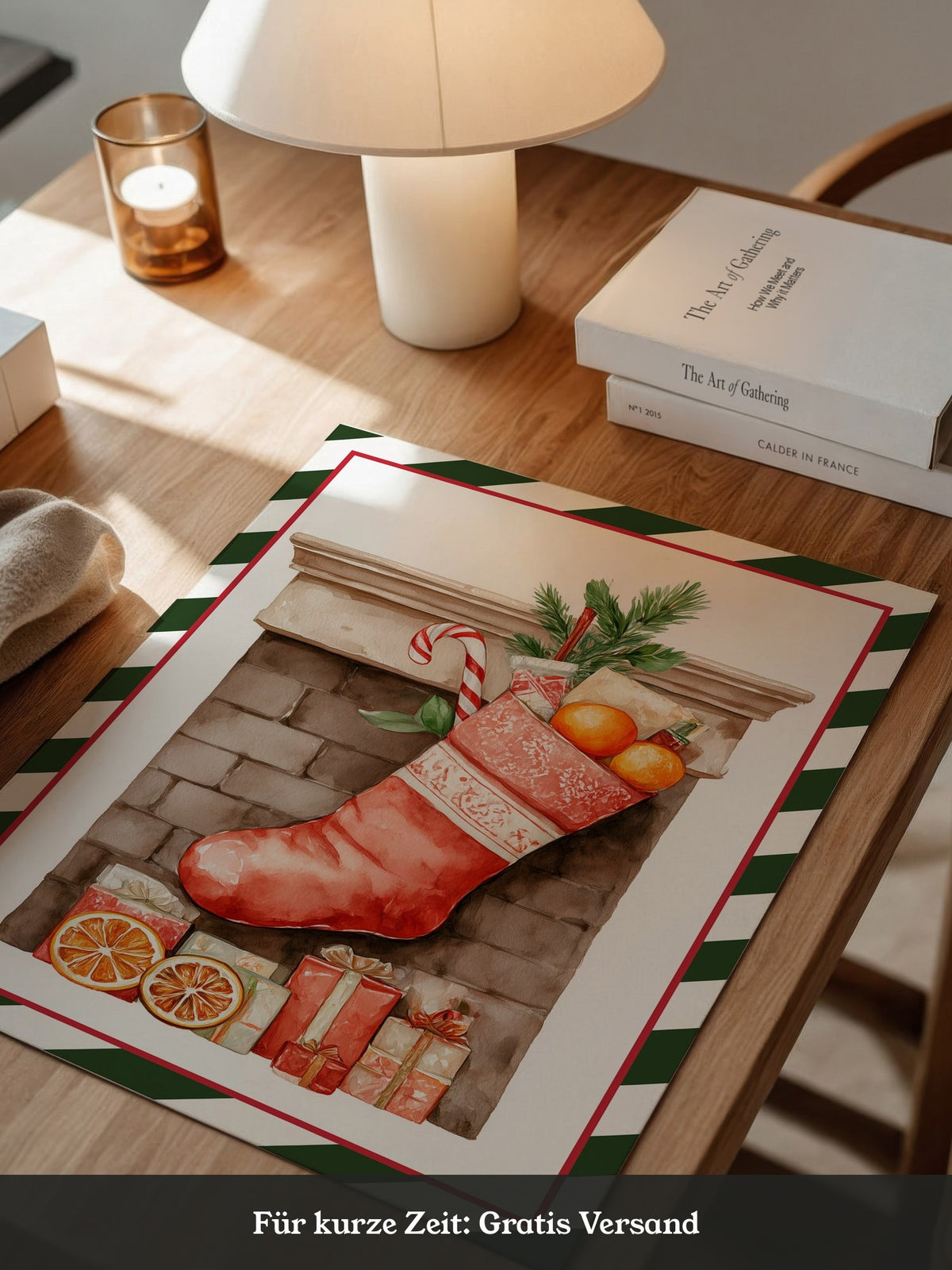 Weihnachtssocke Aquarell Klassik