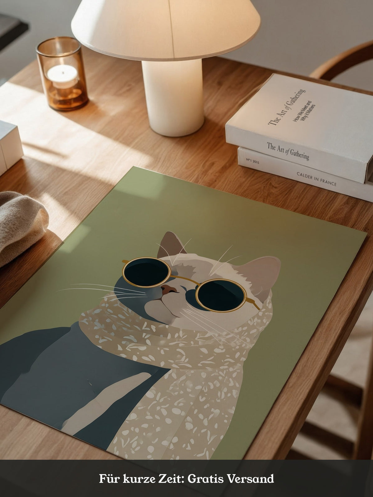 Katze mit Sonnenbrille Vintage-Look