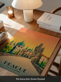 Prag Skyline Sonnenuntergang Retro