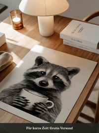 Waschbär Café Schwarzweiß