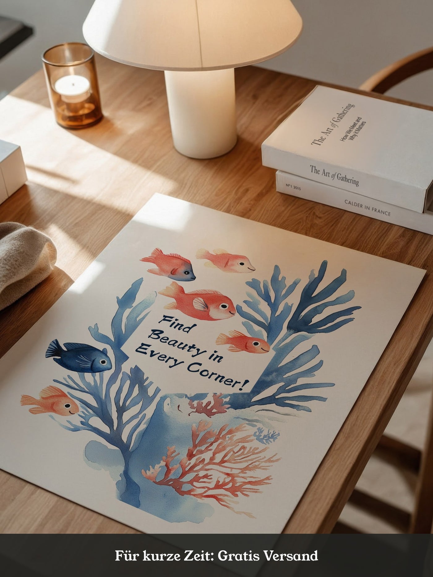 Bunte Fische Aquarell Korallen