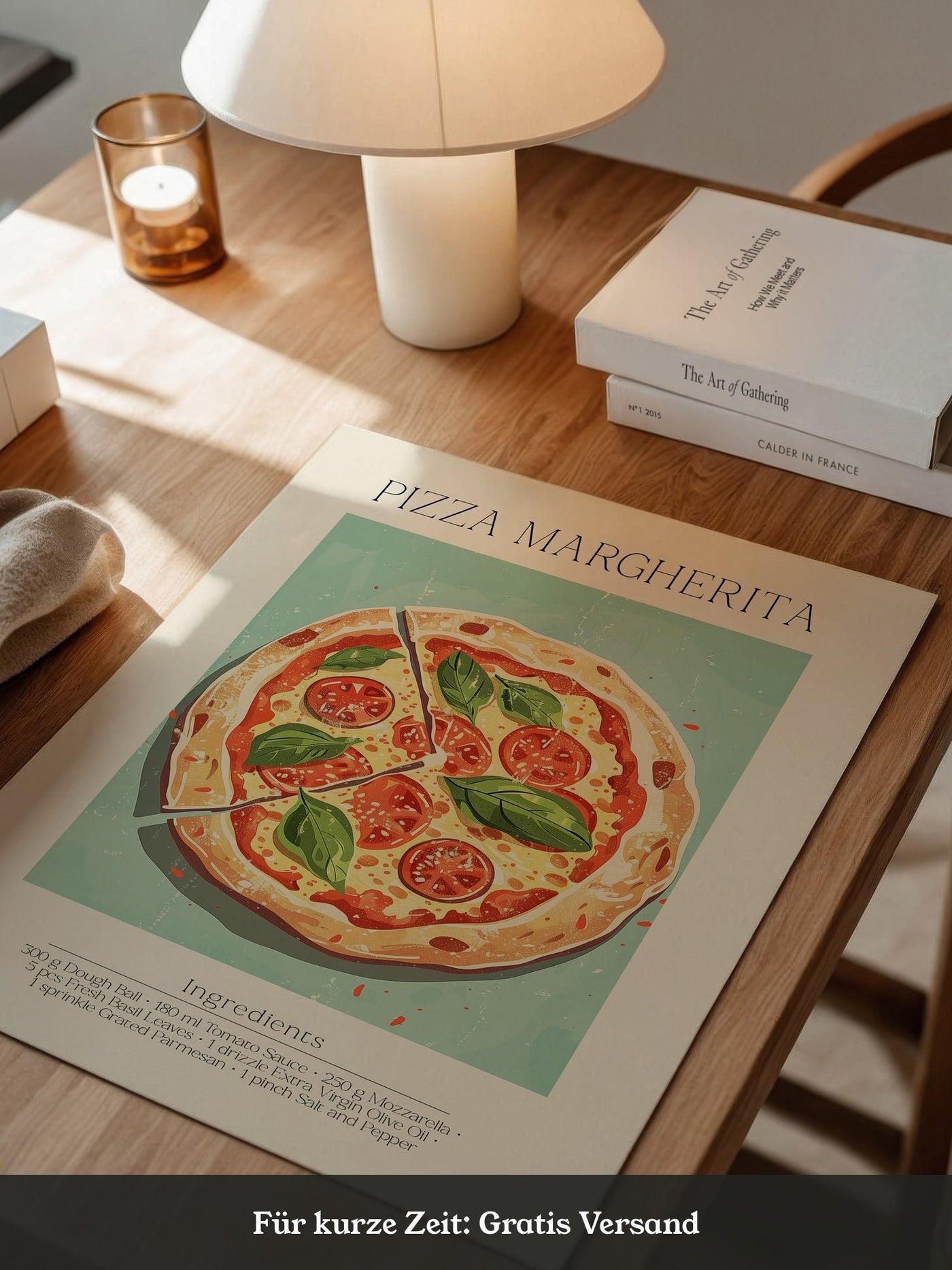 Pizza Margherita Illustration Vintage