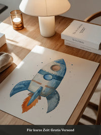Rakete Aquarell himmelblau