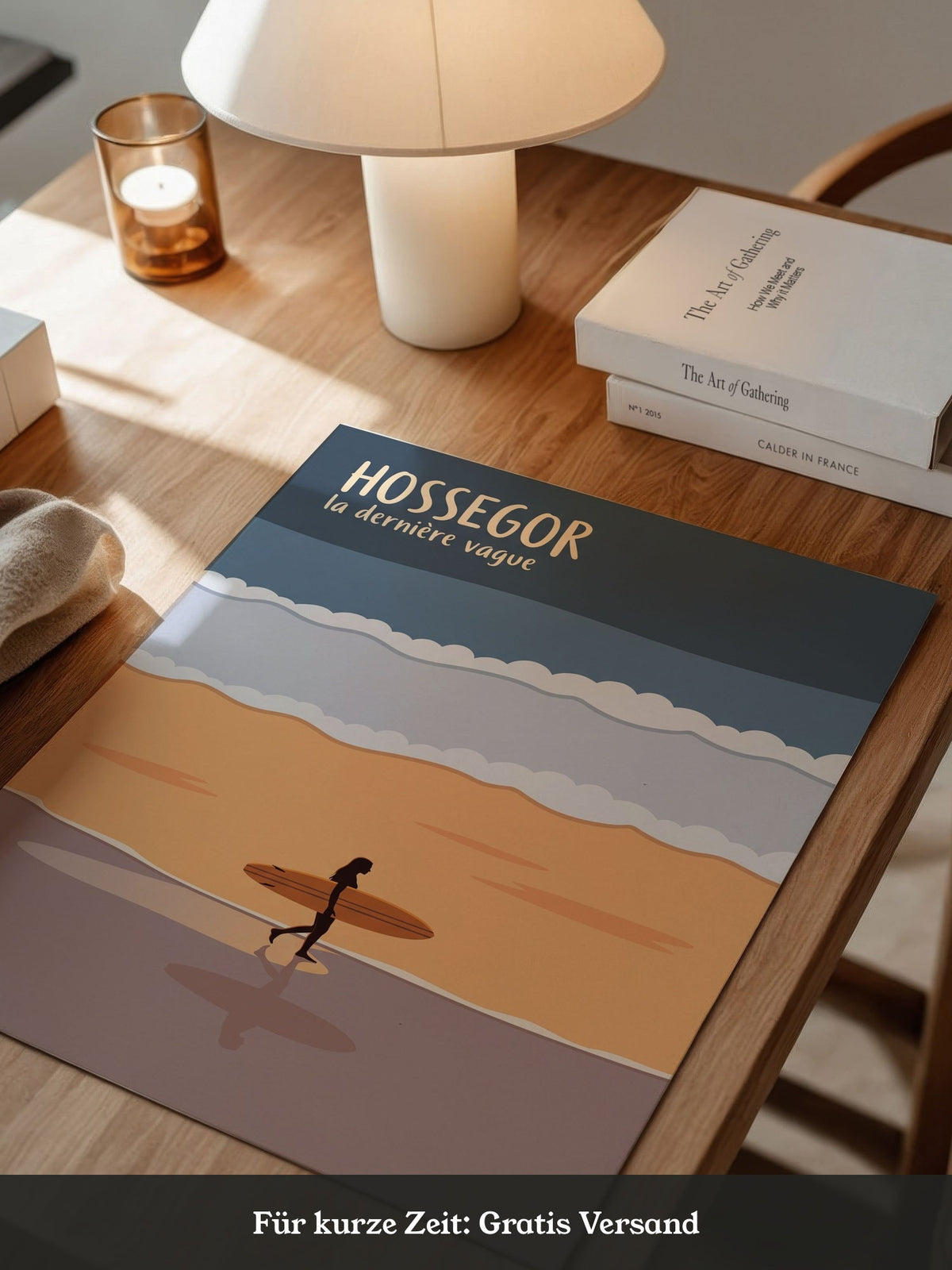 Surfer Strand Illustration Blau