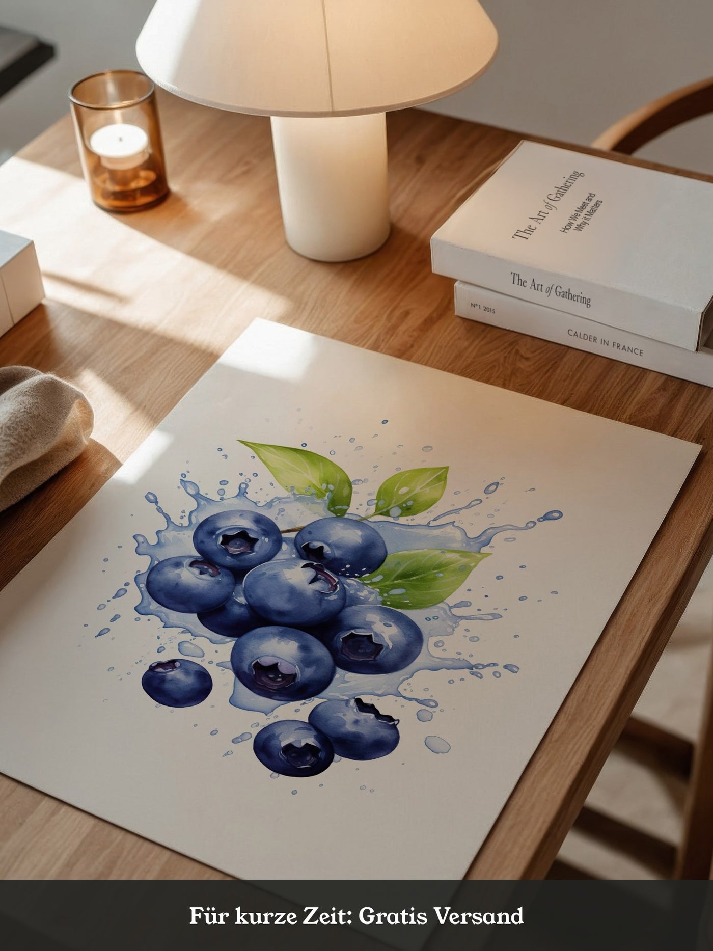 Blaubeeren Splash Aquarell