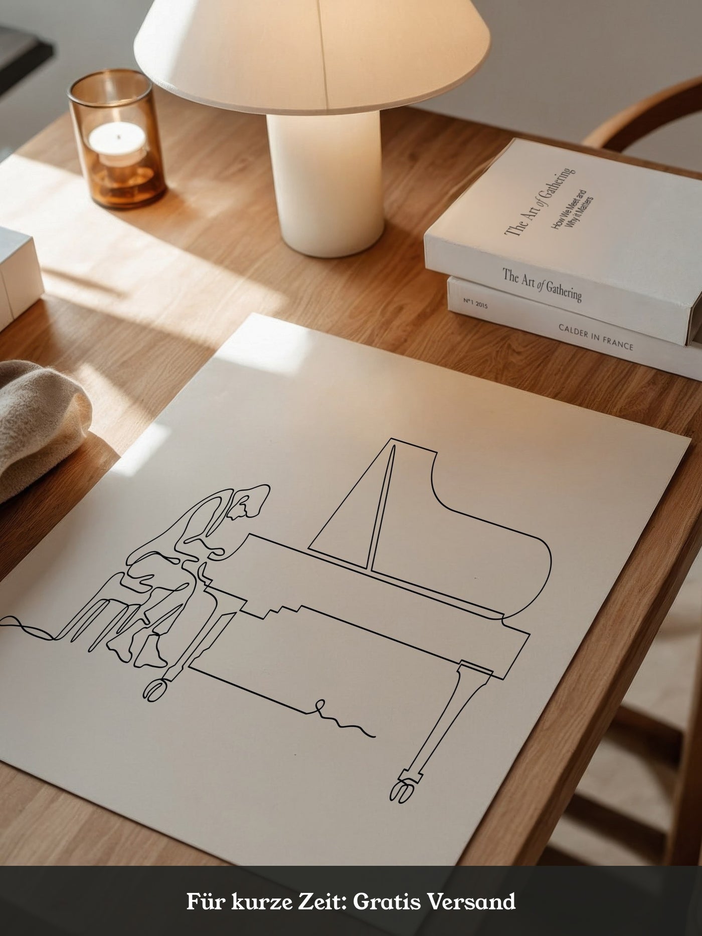 Pianist Linienzeichnung minimalistisch