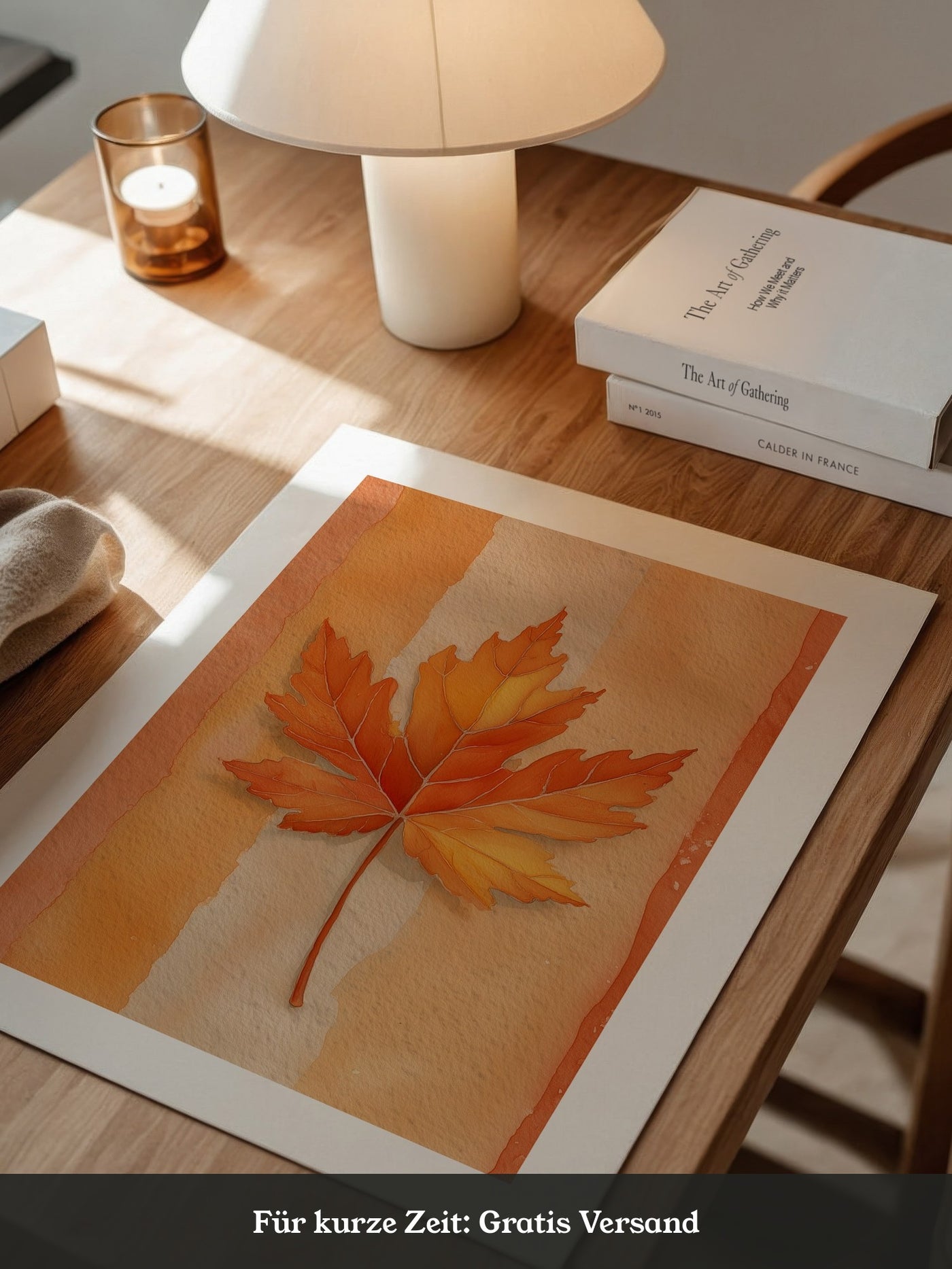 Herbstblatt Aquarell Orange
