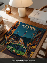N Seoul Tower Retro Nachtansicht