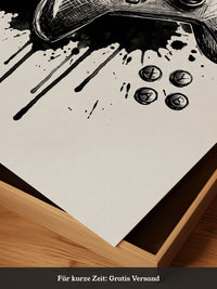 Gaming Controller Splash Schwarz-Weiß